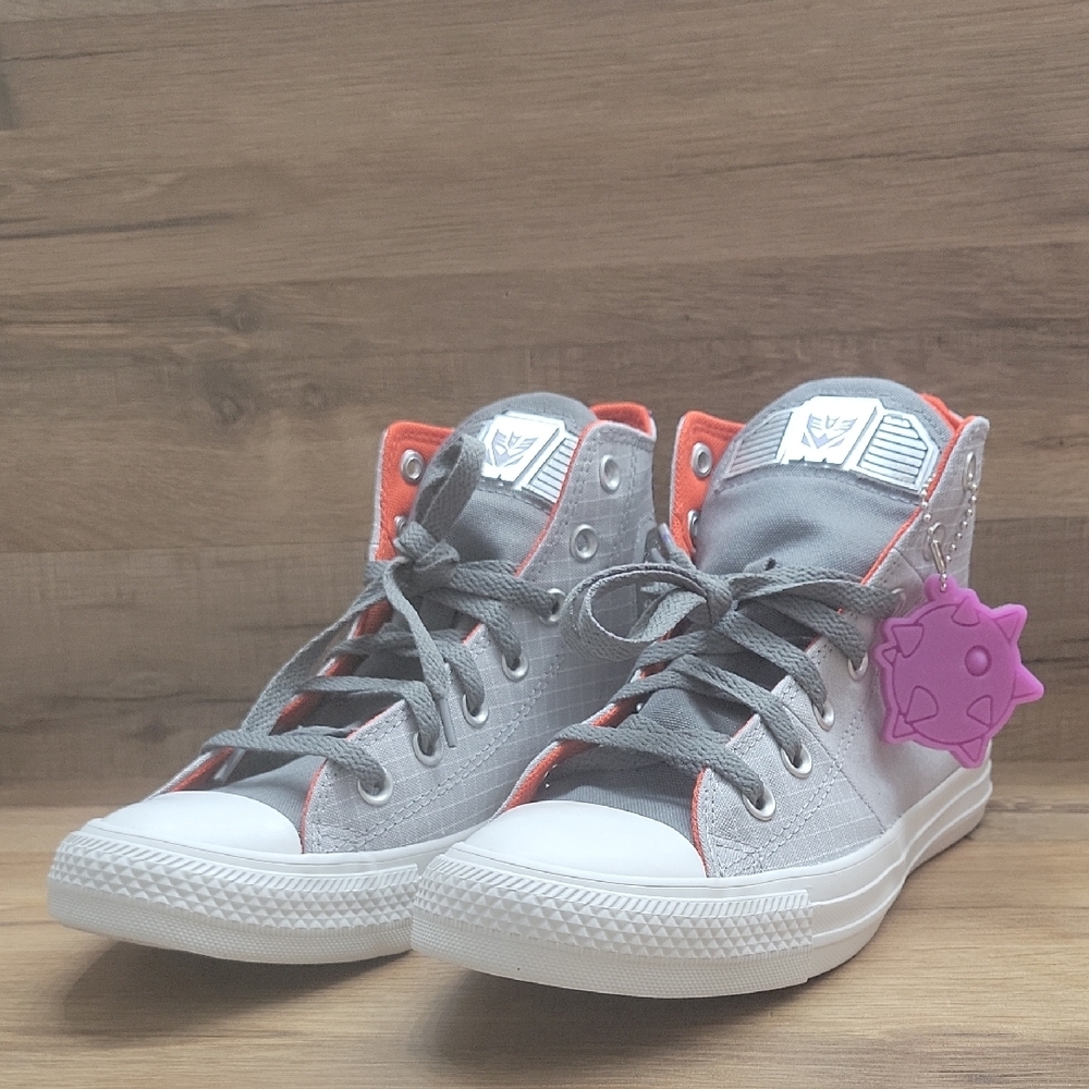 Gray and Red High-Top Sneakers. . brand new in the box no lid authentic uper tex